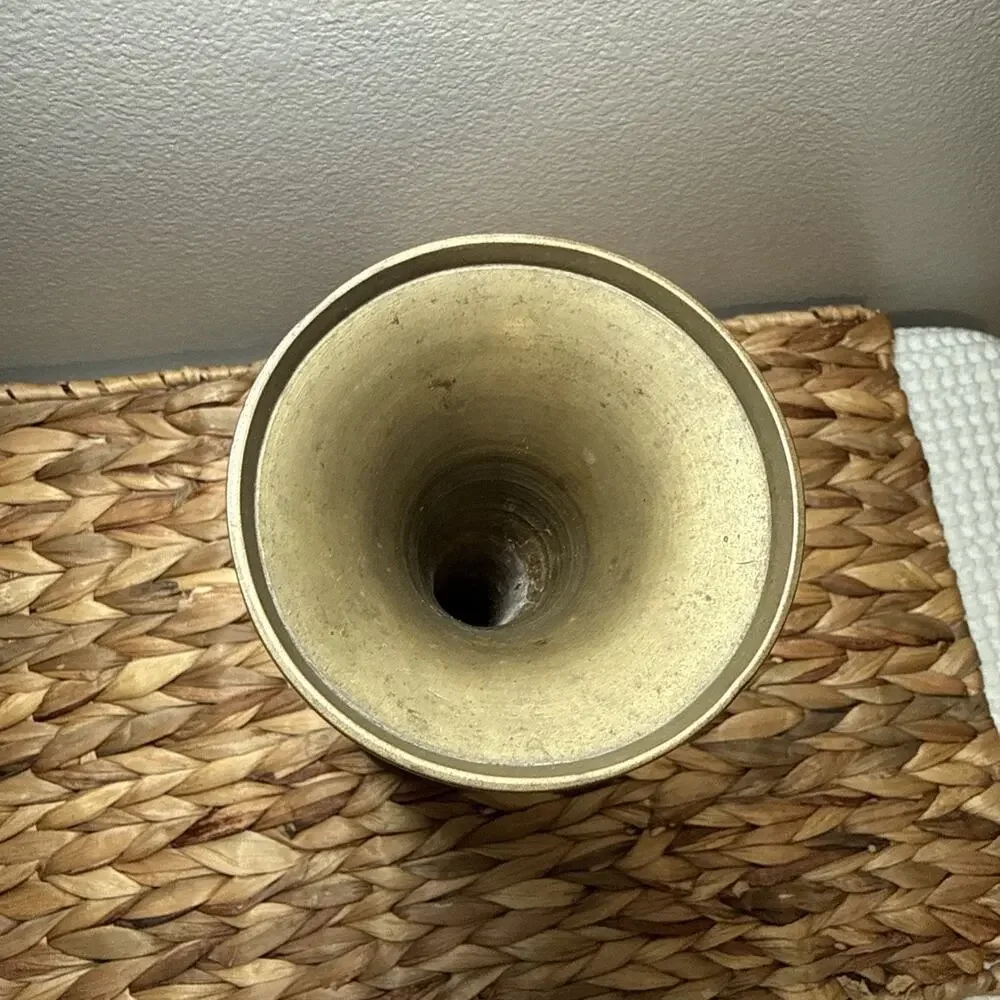 VTG Hand Etched Aged Brass Vase 10” Tall Engraved Indian Middle Eastern Decor